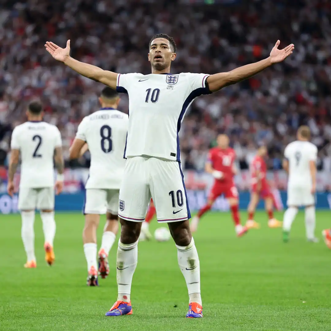 Jude Bellingham celebrating for England